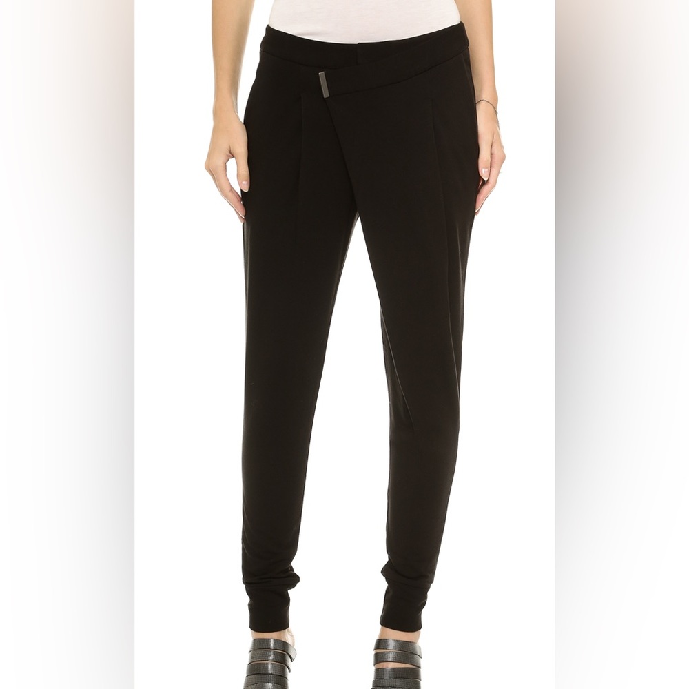Helmut Lang Radar origami knit tapered jersey wrap front harem joggers pant